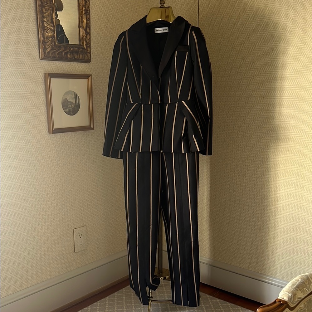 Self-Portrait Black/Metallic Pantsuit